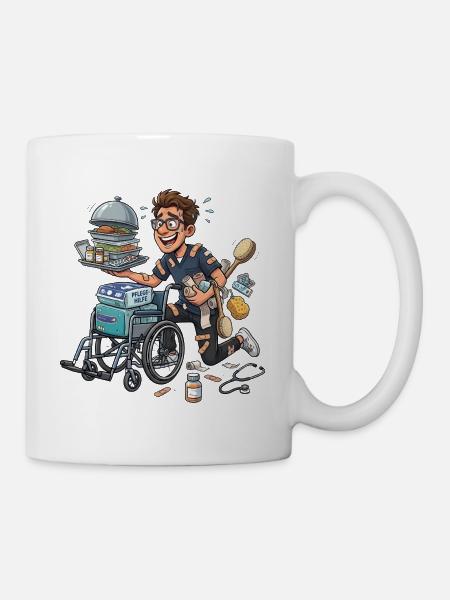 Pflegeheld im Einsatz Chaos Humor - Tasse - Weiß