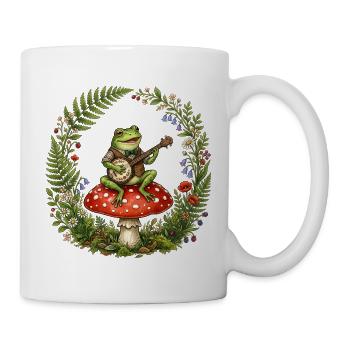 Frosch mit Banjo auf dem Fliegenpilz - Tasse - Weiß - Rechts