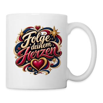 Folge deinem Herzen – Herzdesign - Tasse - Weiß - Rechts