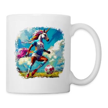 Einhörner Fussball / Fussballer Einhorn - Tasse - Weiß - Rechts