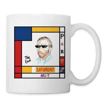 Retro-Mondrian-Porträt Samstag - Tasse - Weiß - Rechts