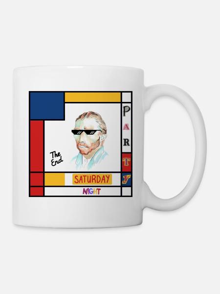 Retro-Mondrian-Porträt Samstag - Tasse - Weiß