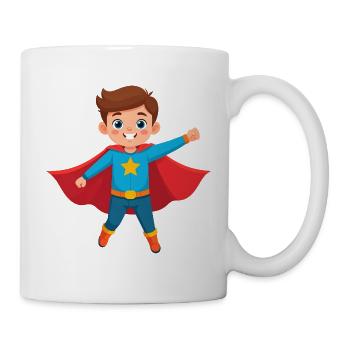 Kleiner Comic Superheld Kinder Helden Power Shirt - Tasse - Weiß - Rechts