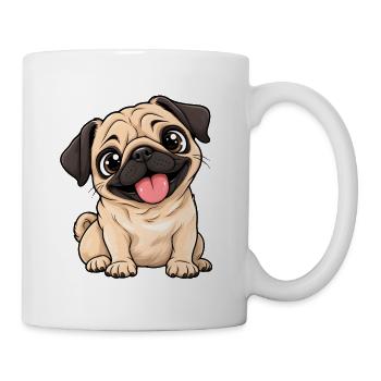 Mops Kawaii Style – Süßer Hund - Tasse - Weiß - Rechts