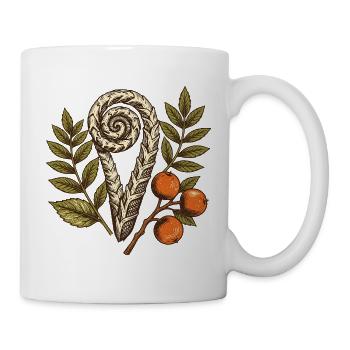 Farnrolle und Herbstbeeren - Tasse - Weiß - Rechts