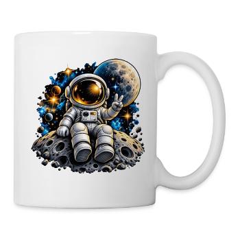 Astronaut auf Mondstein - Tasse - Weiß - Rechts
