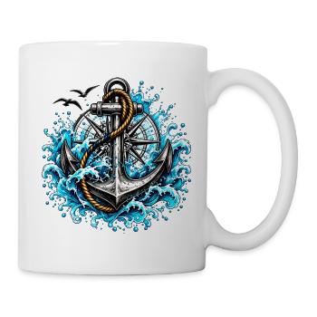 Gezeitenanker mit tosenden Wellen - Tasse - Weiß - Rechts