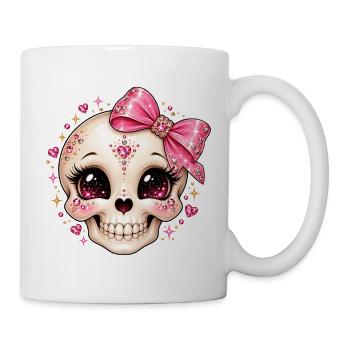Glitzernder Kristallskull mit Schleife - Tasse - Weiß - Rechts