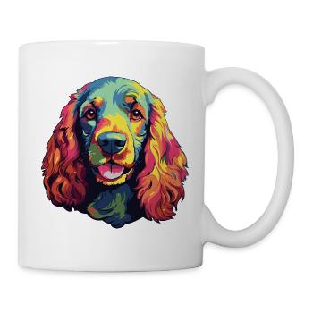 Pop Art Regenbogenhund Porträt - Tasse - Weiß - Rechts