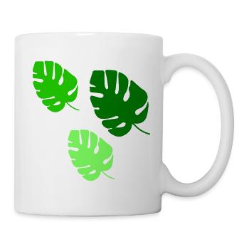 Monstera Blätter Trio Design - Tasse - Weiß - Rechts
