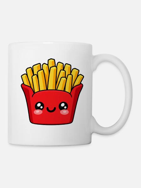 Kawaii Pommes Frites Lächeln - Tasse - Weiß