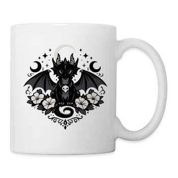 Nachtdrache Mondskull Blüten - Tasse - Weiß - Rechts
