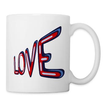 Liebe im Neon-Retro-Stil - Tasse - Weiß - Rechts