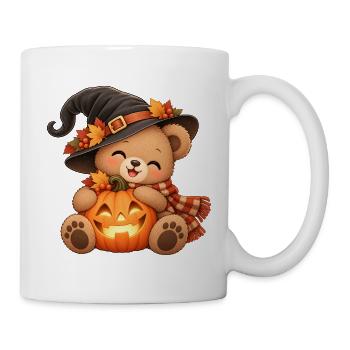 Halloween-Teddy mit Kürbis - Tasse - Weiß - Rechts
