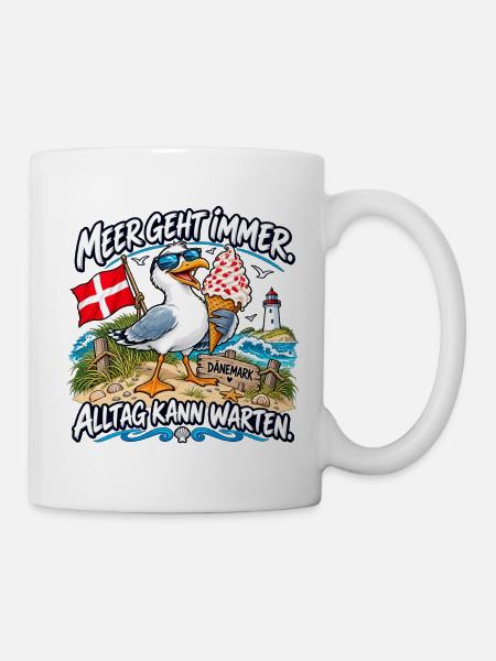 Meer geht immer Dänemark Strand - Tasse - Weiß