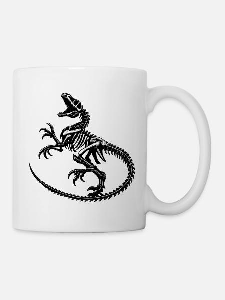Skelettdrache Schwarzweiß - Tasse - Weiß