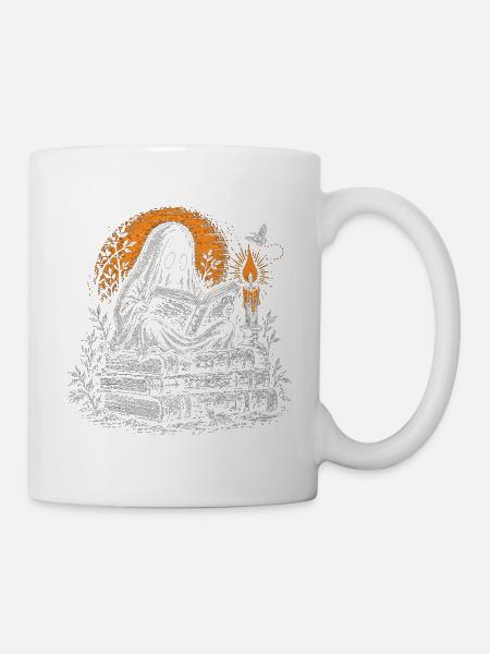 Der Geist, der bei Kerzenlicht liest - Tasse - Weiß