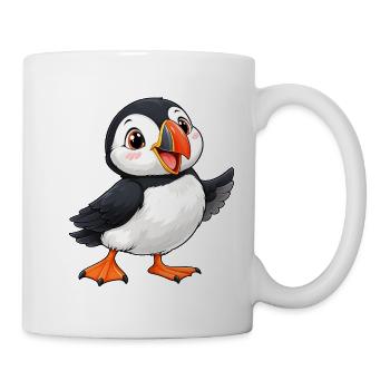Papageientaucher Kawaii Style – Süßer Vogel - Tasse - Weiß - Rechts