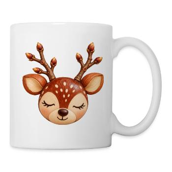 Rentierkopf in Naturholz-Optik  - Tasse - Weiß - Rechts