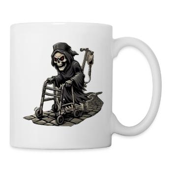 Sensenmann am Gehwagen - Tasse - Weiß - Rechts