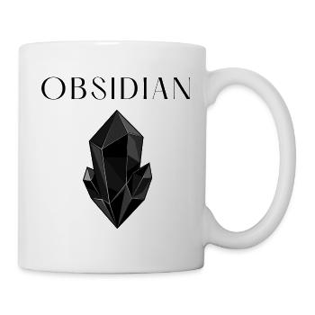 Minimalistischer schwarzer Obsidiankristall - Tasse - Weiß - Rechts