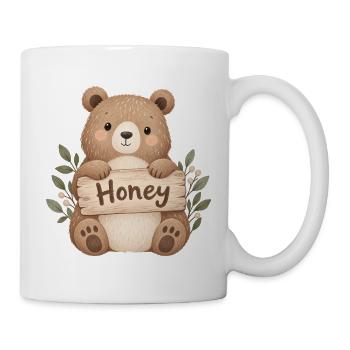 Niedlicher Bär mit Honey-Schild - Tasse - Weiß - Rechts