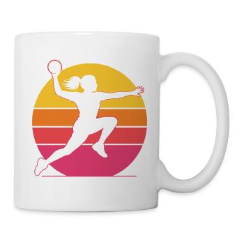 Retro Handballerin – Vintage Sonnenuntergang - Tasse - Weiß - Rechts