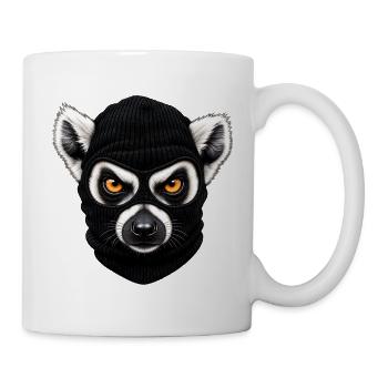 Katta mit Sturmhaube – Frecher Lemur - Tasse - Weiß - Rechts