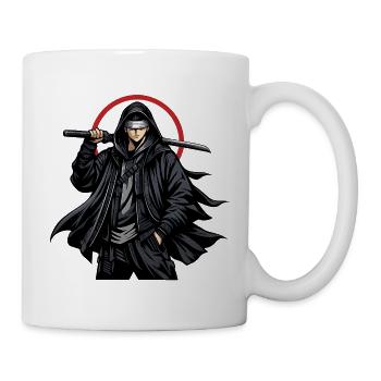 Schwarzer Ninja mit Klinge - Tasse - Weiß - Rechts