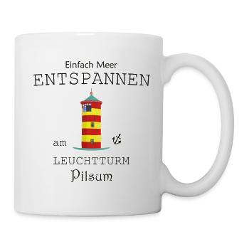 Leuchtturm Pilsum, Meer Entspannen, Nordsee - Tasse - Weiß - Rechts