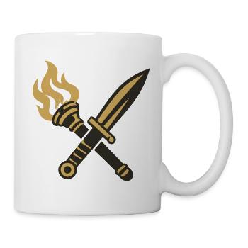Schwert Fackel Wappen Logo - Tasse - Weiß - Rechts