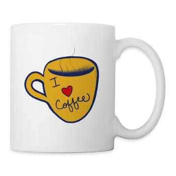 Ich liebe handgezeichnete Kaffeetasse - Tasse - Weiß - Rechts