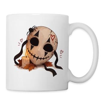 Gruselige Maske mit Kerze - Tasse - Weiß - Rechts