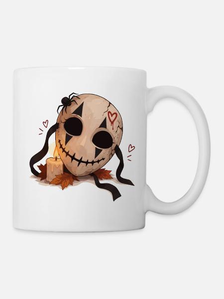 Gruselige Maske mit Kerze - Tasse - Weiß