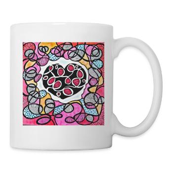 Auffällige rosa Herzen - Tasse - Weiß - Rechts