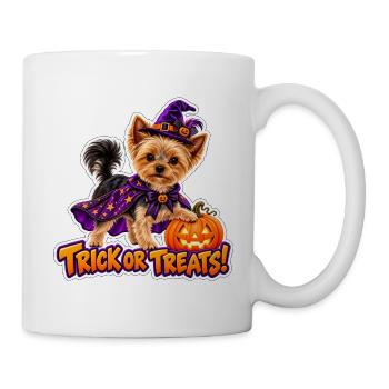 Halloween-Hund mit Kürbis - Tasse - Weiß - Rechts