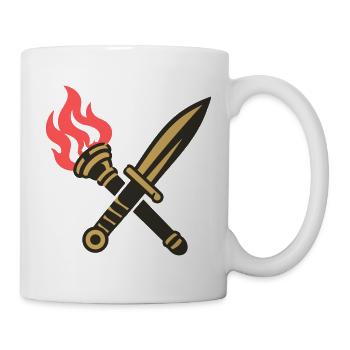 Schwert Fackel Wappen Logo - Tasse - Weiß - Rechts