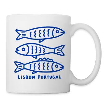 Lissabon, Portugal Blaue Sardinen – Minimalistische Kunst - Tasse - Weiß - Rechts