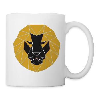 Schwarzgoldener geometrischer Löwe - Tasse - Weiß - Rechts
