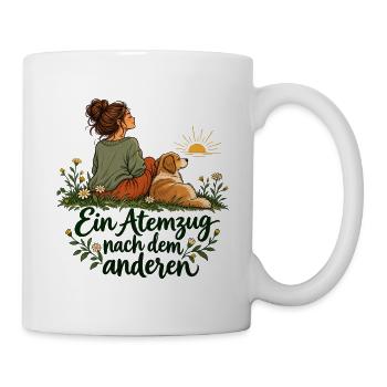 Achtsamkeit mit Hund - Tasse - Weiß - Rechts