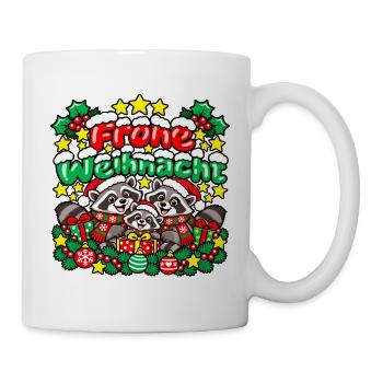 Frohe Weihnachten Waschbären - Tasse - Weiß - Rechts