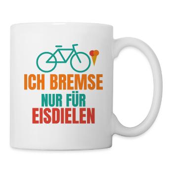 Ich bremse nur für Eisdielen – Fahrrad Spruch - Tasse - Weiß - Rechts