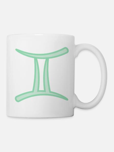 Zwillinge Sternzeichensymbol Pastel Grün - Tasse - Weiß