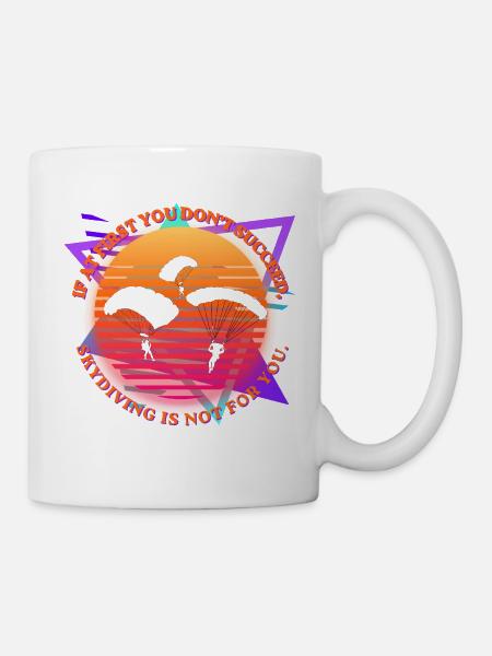 Sonnenuntergangs- und Gleitschirmsprung-Witz - Tasse - Weiß