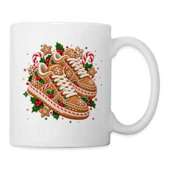 Weihnachtliche Lebkuchen-Sneaker mit Zuckerstangen - Tasse - Weiß - Rechts