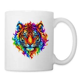Regenbogentiger in Flammen - Tasse - Weiß - Rechts