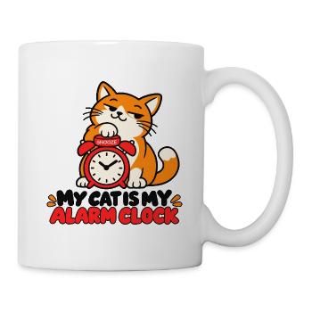 Meine Katze ist mein Wecker-lustiger Katzenliebhaber - Tasse - Weiß - Rechts