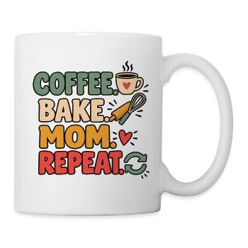 Backmama Bäckerin Köchin Mama Kaffeeliebhaberin Kunst - Tasse - Weiß - Rechts
