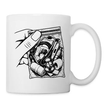 Krankenschwestersucht – Beutel-Stethoskop-Versorgung - Tasse - Weiß - Rechts