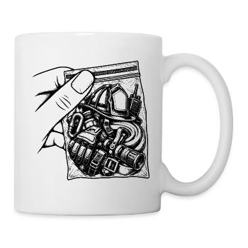 Feuerwehr-Sucht – Feuerwehrlanzen-Helmbeutel - Tasse - Weiß - Rechts